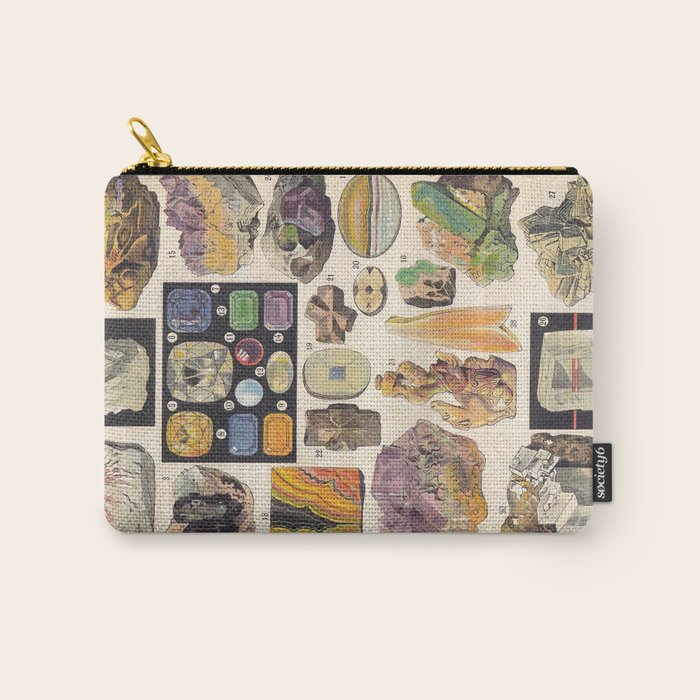 Adolphe Millot Minerals Larousse Vintage Scientific Encyclopedia Illustration Mineralogy Gemstones Carry All Pouch Gallery Image 1