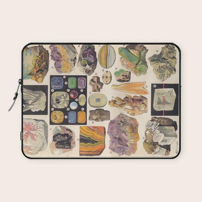 Adolphe Millot Minerals Larousse Vintage Scientific Encyclopedia Illustration Mineralogy Gemstones Laptop Sleeve Gallery Image 1