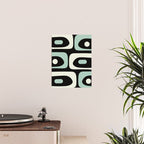 Mid Century Modern Piquet Abstract Minimalist Pattern in Black and Mint Poster Gallery Image 2