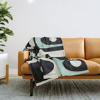 Mid Century Modern Piquet Abstract Minimalist Pattern in Black and Mint Throw Blanket Gallery Image 1