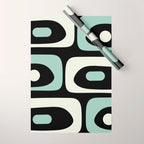 Mid Century Modern Piquet Abstract Minimalist Pattern in Black and Mint Wrapping Paper Gallery Image 1