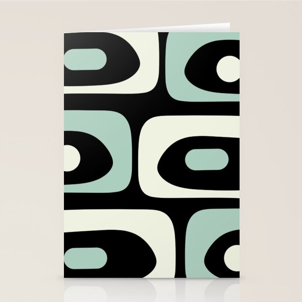 Mid Century Modern Piquet Abstract Minimalist Pattern in Black and Mint Stationery Card Gallery Image 2