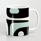 Mid Century Modern Piquet Abstract Minimalist Pattern in Black and Mint Coffee Mug Gallery Image 1