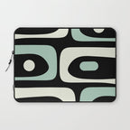 Mid Century Modern Piquet Abstract Minimalist Pattern in Black and Mint Laptop Sleeve Gallery Image 1