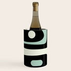 Mid Century Modern Piquet Abstract Minimalist Pattern in Black and Mint Wine Chiller Gallery Image 2
