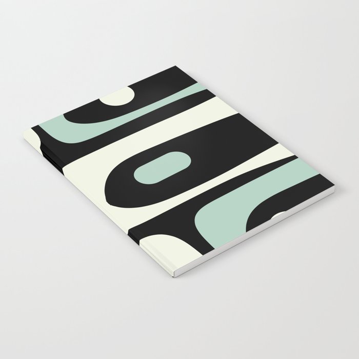 Mid Century Modern Piquet Abstract Minimalist Pattern in Black and Mint Notebook Gallery Image 2