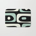 Mid Century Modern Piquet Abstract Minimalist Pattern in Black and Mint Bath Mat Gallery Image 1