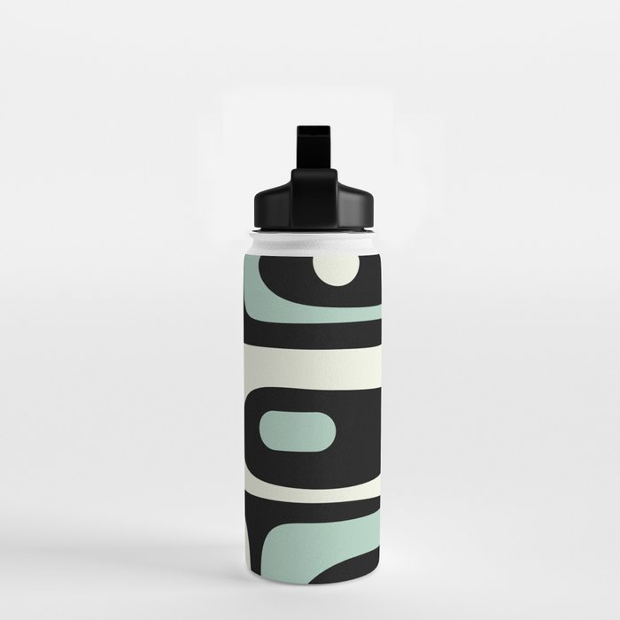 Mid Century Modern Piquet Abstract Minimalist Pattern in Black and Mint Water Bottle Gallery Image 2