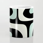 Mid Century Modern Piquet Abstract Minimalist Pattern in Black and Mint Coffee Mug Gallery Image 4