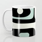 Mid Century Modern Piquet Abstract Minimalist Pattern in Black and Mint Coffee Mug Gallery Image 3