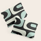 Mid Century Modern Piquet Abstract Minimalist Pattern in Black and Mint Pillow Sham Gallery Image 3