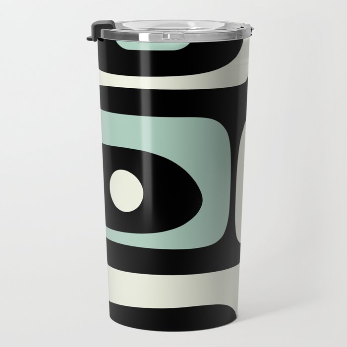 Mid Century Modern Piquet Abstract Minimalist Pattern in Black and Mint Travel Mug Gallery Image 3