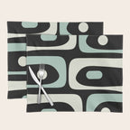 Mid Century Modern Piquet Abstract Minimalist Pattern in Black and Mint Placemat Gallery Image 1