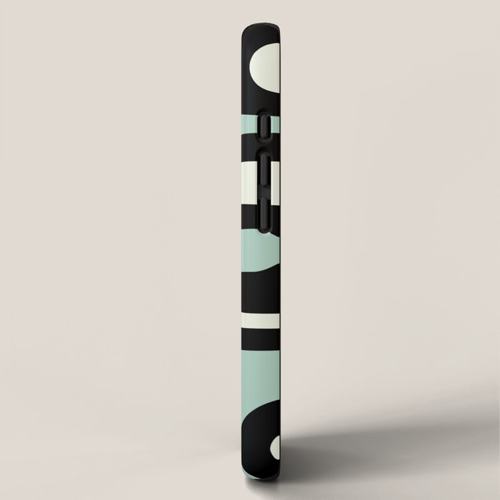 Mid Century Modern Piquet Abstract Minimalist Pattern in Black and Mint iPhone Case Gallery Image 2
