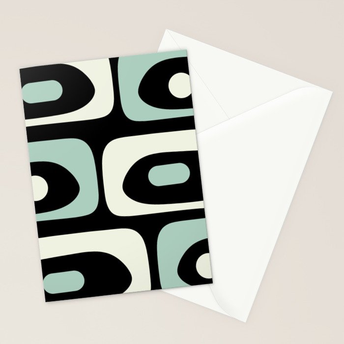 Mid Century Modern Piquet Abstract Minimalist Pattern in Black and Mint Stationery Card Gallery Image 2