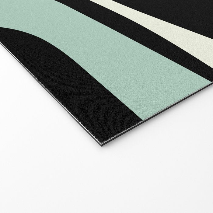 Mid Century Modern Piquet Abstract Minimalist Pattern in Black and Mint Welcome Mat Gallery Image 2