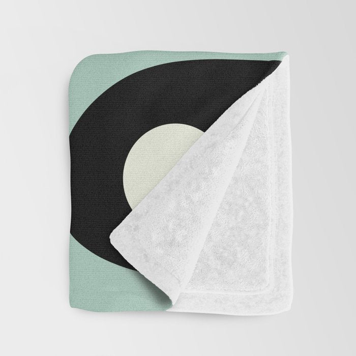 Mid Century Modern Piquet Abstract Minimalist Pattern in Black and Mint Throw Blanket Gallery Image 3
