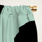 Mid Century Modern Piquet Abstract Minimalist Pattern in Black and Mint Window Curtain Gallery Image 2