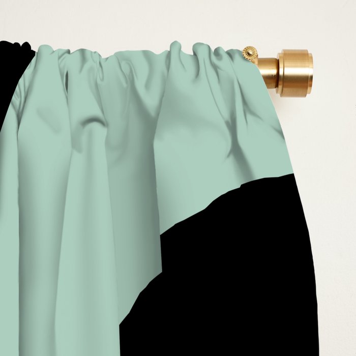 Mid Century Modern Piquet Abstract Minimalist Pattern in Black and Mint Window Curtain Gallery Image 2