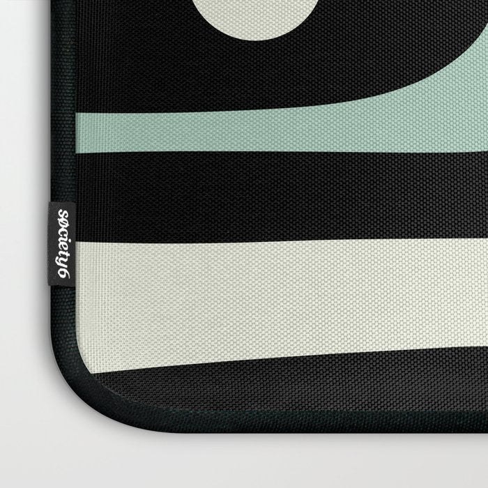 Mid Century Modern Piquet Abstract Minimalist Pattern in Black and Mint Laptop Sleeve Gallery Image 3