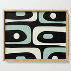 Mid Century Modern Piquet Abstract Minimalist Pattern in Black and Mint Serving Tray Gallery Image 1