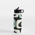Mid Century Modern Piquet Abstract Minimalist Pattern in Black and Mint Water Bottle Gallery Image 1