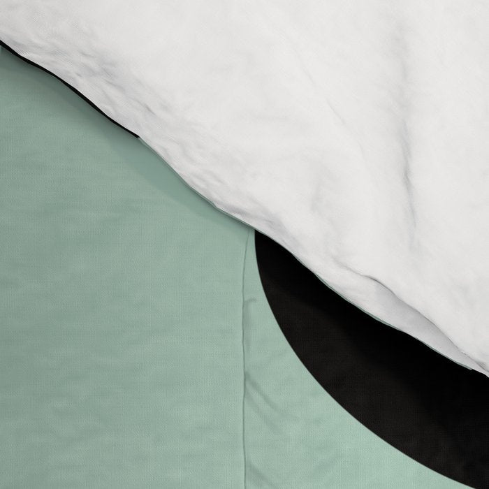 Mid Century Modern Piquet Abstract Minimalist Pattern in Black and Mint Comforter Gallery Image 4