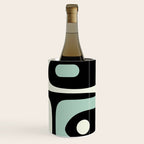 Mid Century Modern Piquet Abstract Minimalist Pattern in Black and Mint Wine Chiller Gallery Image 3