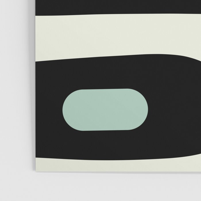 Mid Century Modern Piquet Abstract Minimalist Pattern in Black and Mint Poster Gallery Image 3