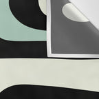 Mid Century Modern Piquet Abstract Minimalist Pattern in Black and Mint Wall Tapestry Gallery Image 3