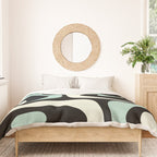 Mid Century Modern Piquet Abstract Minimalist Pattern in Black and Mint Duvet Cover Gallery Image 3