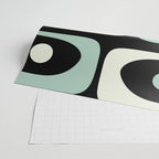 Mid Century Modern Piquet Abstract Minimalist Pattern in Black and Mint Wrapping Paper Gallery Image 2