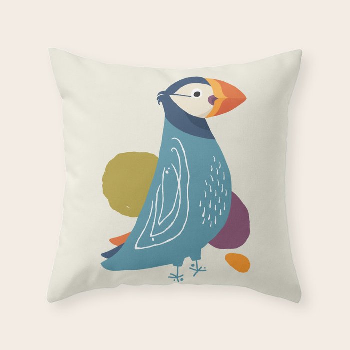 Quirky Atlantic Puffin Throw Pillow Gallery Image 6