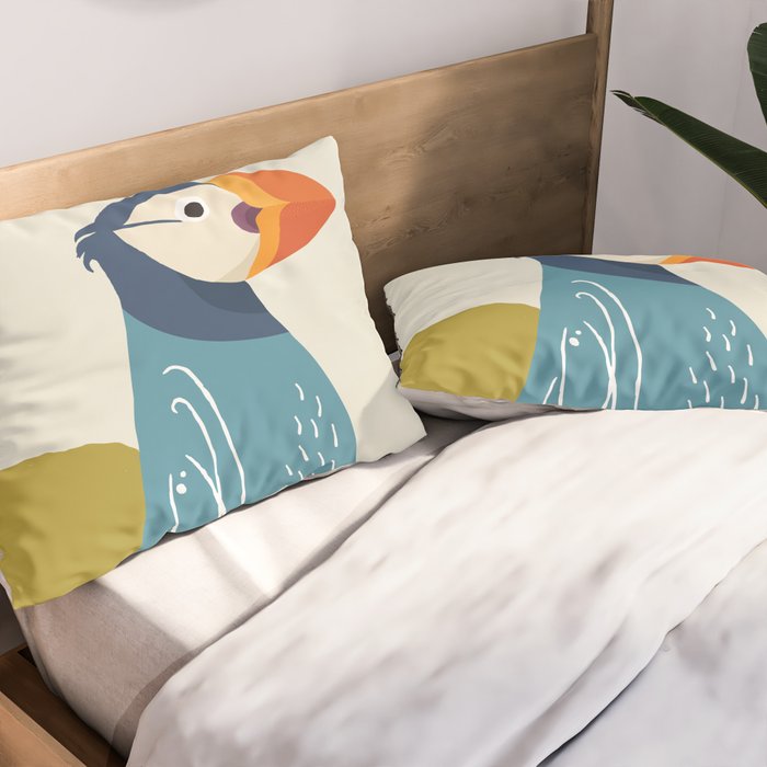 Quirky Atlantic Puffin Pillow Sham Gallery Image 2