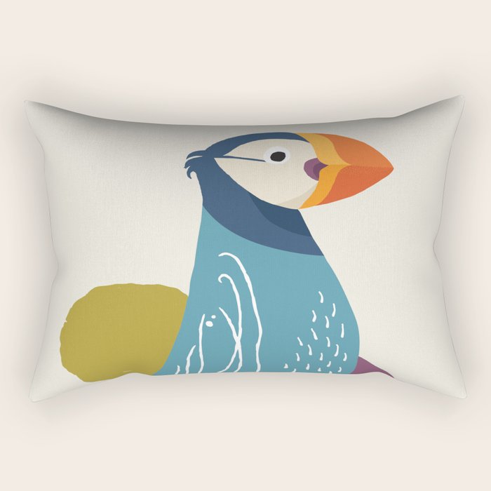 Quirky Atlantic Puffin Rectangular Pillow Gallery Image 1