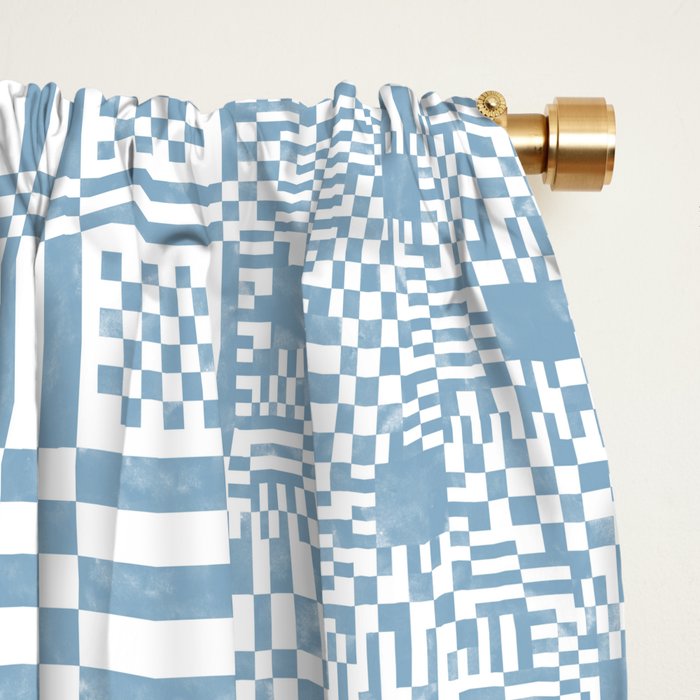 Retro Checkered Squares B Window Curtain Gallery Image 2