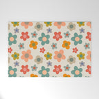 Flower Power Floral | Retro 60s 70s Welcome Mat Gallery Image 1