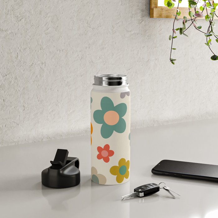 Flower Power Floral | Retro 60s 70s Water Bottle Gallery Image 4