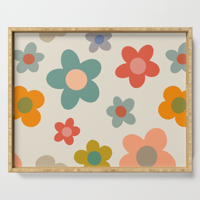 Flower Power Floral | Retro 60s 70s Serving Tray Gallery Image 1