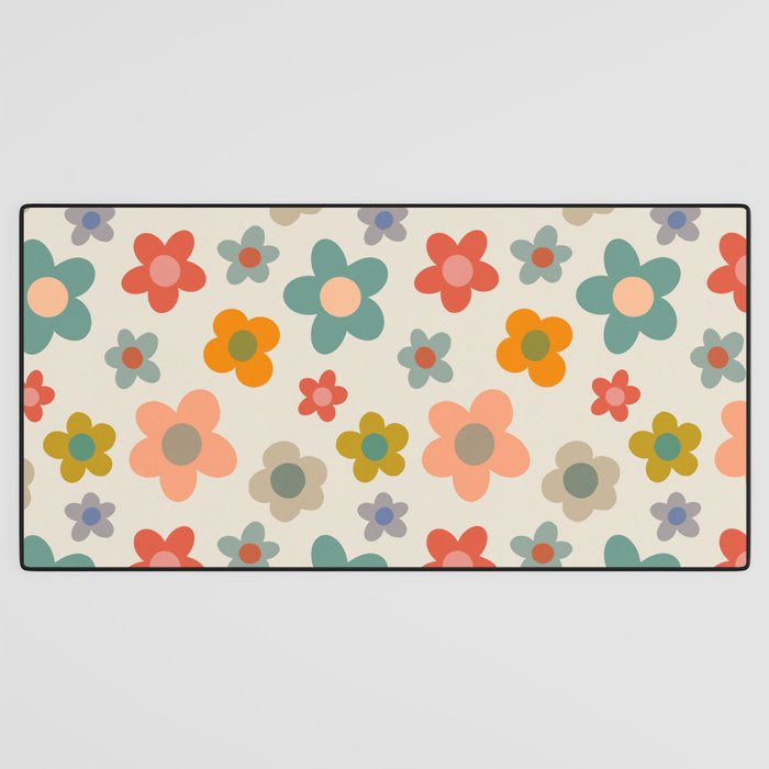 Flower Power Floral | Retro 60s 70s Desk Mat Gallery Image 3