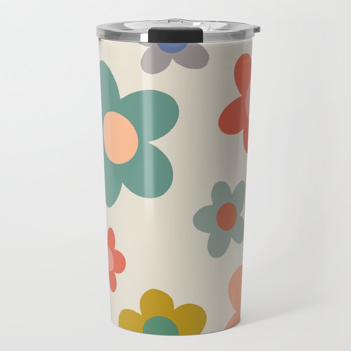 Flower Power Floral | Retro 60s 70s Travel Mug Gallery Image 1