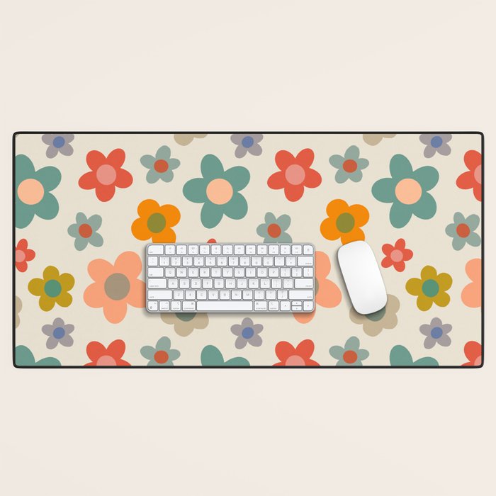 Flower Power Floral | Retro 60s 70s Desk Mat Gallery Image 1