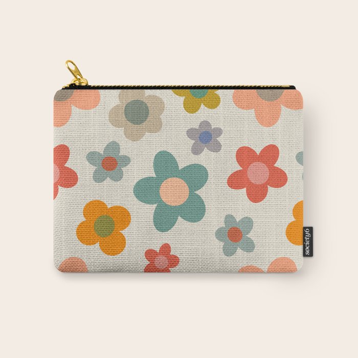 Flower Power Floral | Retro 60s 70s Carry All Pouch Gallery Image 1