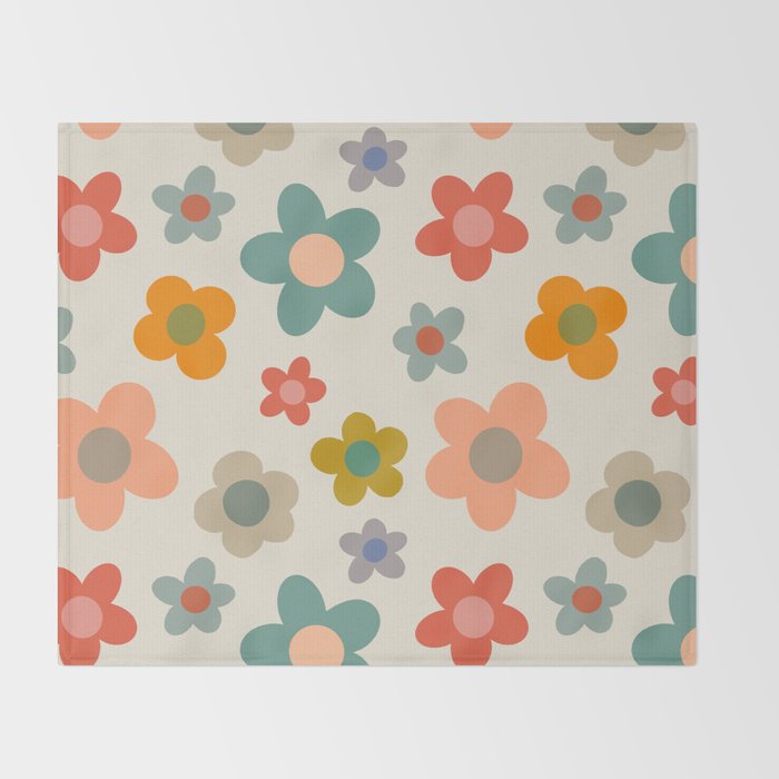 Flower Power Floral | Retro 60s 70s Throw Blanket Gallery Image 2
