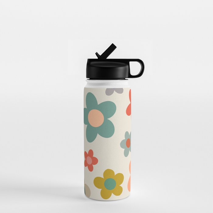 Flower Power Floral | Retro 60s 70s Water Bottle Gallery Image 1