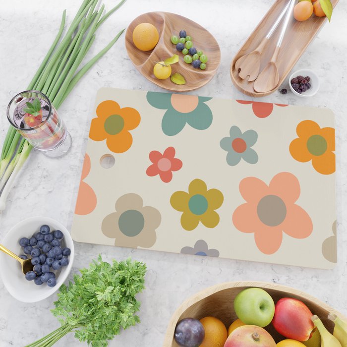 Flower Power Floral | Retro 60s 70s Cutting Board Gallery Image 2