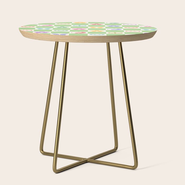 Peace & Love Retro Nostalgia Green Checker Side Table Gallery Image 1