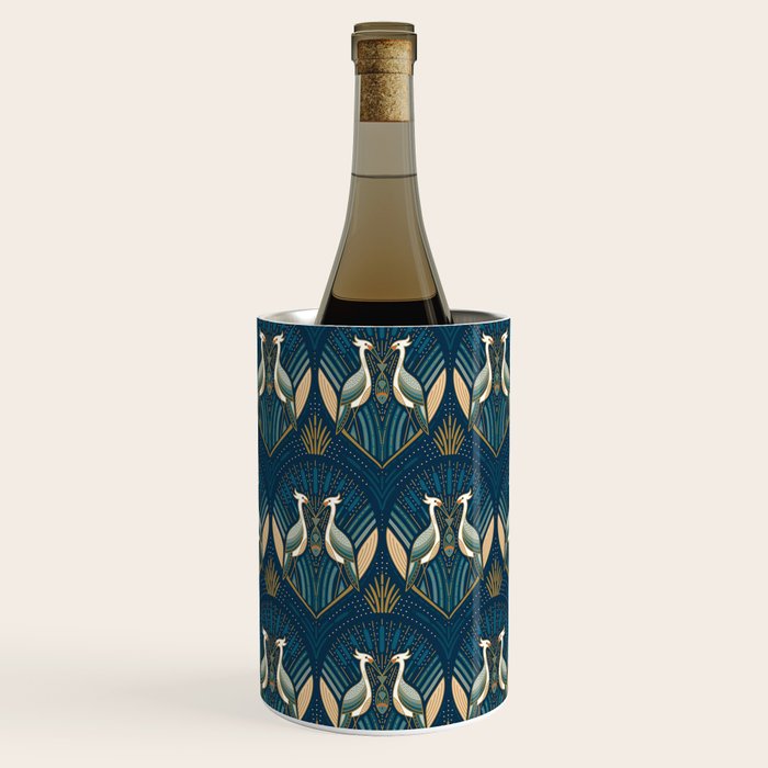 Art Deco Herons - Blue Wine Chiller Gallery Image 1