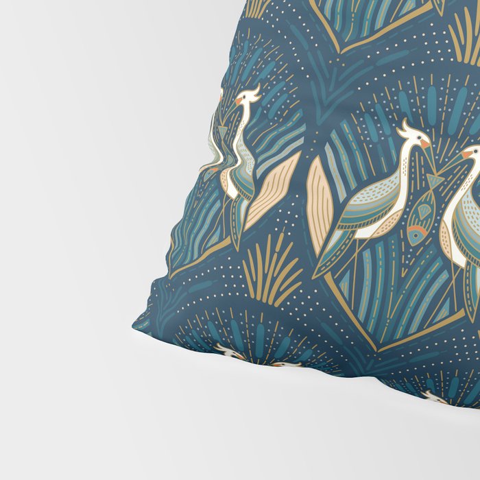 Art Deco Herons - Blue Pillow Sham Gallery Image 4