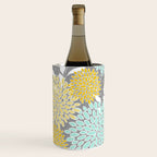 Floral Prints and Leaves, Gray, Yellow and Aqua Wine Chiller Gallery Image 1